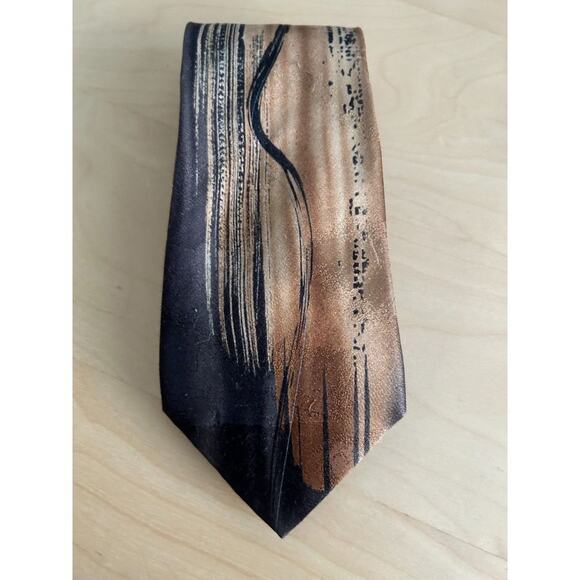 Men's Jerry Garcia Silk Tie Smoke Signal Collection 54 Brown Black Swirl - Picture 1 of 3